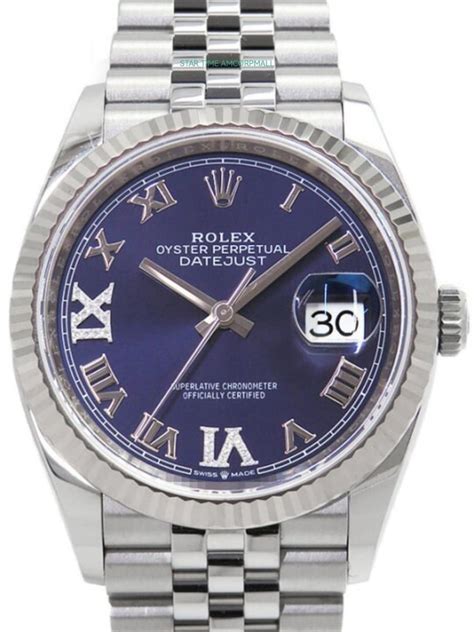 Rolex 126234 Datejust with Aubergine Roman Diamond “VI